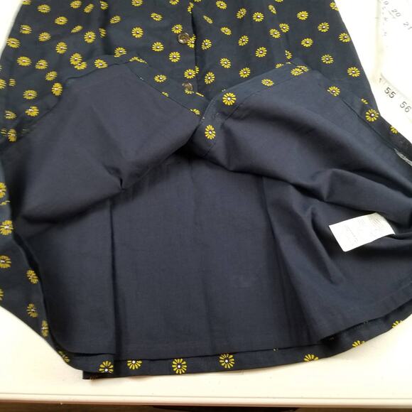 J Crew Navy Blue Yellow Flowers Sleeveless Linen Blend Dress Lovely Size 8 - Picture 4 of 9